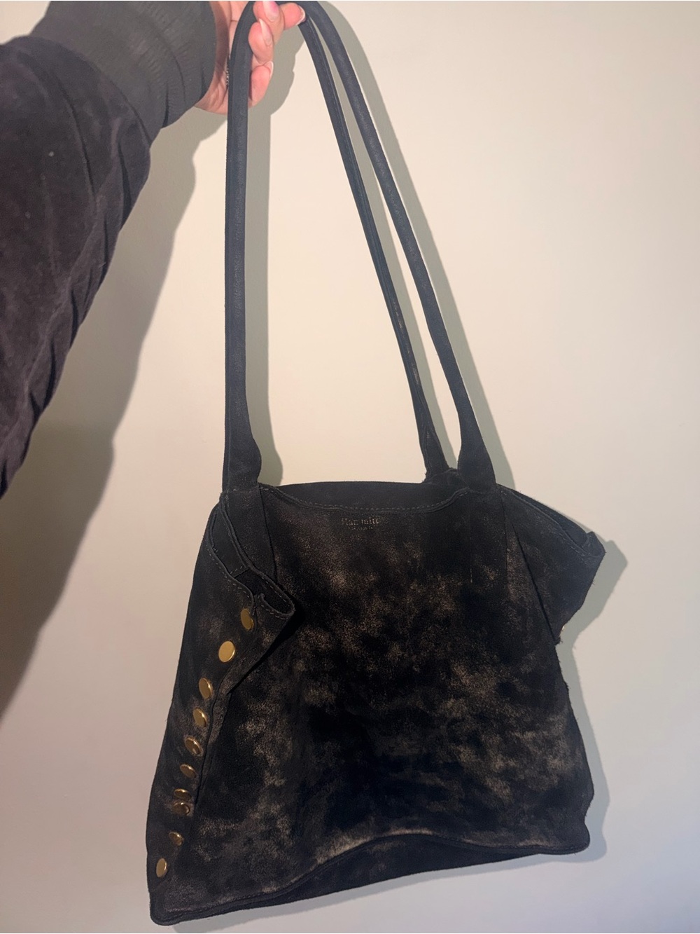 Hammitt Black Suede with Gold Shimmer Tote Bag